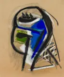 Jürgen Messensee, Untitled, 1973, mixed media on brown paper; framed