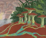 Peter Pongratz, Untitled (Pilze), 1974, mixed media on paper; framed