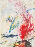 Hubert Scheibl, Untitled, overpainted print on paper; framed