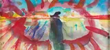 Gunter Damisch, Untitled, watercolour on paper; framed