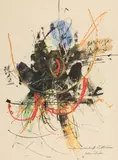 Hans Staudacher, In der Landschaft, mixed media on paper; framed