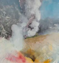 Hans Weigand, Untitled, 2004, overpainted digital print, framed