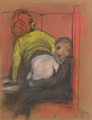 Alfred Hrdlicka, Die rote Lola, 1984, pastel on paper; framed