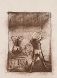 Alfred Hrdlicka, Der Hintern (Die Ateliers des Monsieur Rodin), 1982, coloured chalk on laid paper; framed