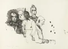 Alfred Hrdlicka, Studienblatt, 1974, India ink on paper; framed