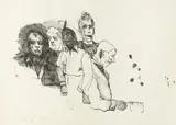 Alfred Hrdlicka, Studienblatt, 1974, India ink on paper; framed