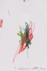 Hermann Nitsch, Untitled, 2020, oil pastel on paper; framed