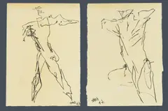 Hannes Mlenek, Untitled (mixed lot of two artworks), oil pastel on paper; framed