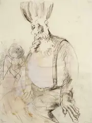 Siegfried Anzinger, Father with Child, 2007, mixed media on paper; framed