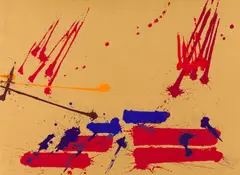 Markus Prachensky, La Battaglia di San Romano-Firenze, lithograph and screen print; framed