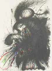 Arnulf Rainer, Iwan der Schreckliche, overpainted laser print; framed