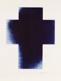 Arnulf Rainer, Blau-Kreuz, drypoint etching on paper; framed