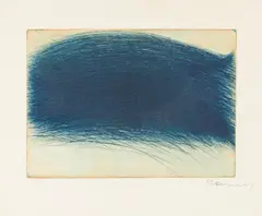 Arnulf Rainer, Überdecktes Mädchen, dry point etching; framed