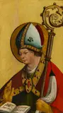 Half-lenght Figure of a Bishop by Meister des Scheibell-Epitaphs in Kremsmünster, c. 1520, oil on panel; framed, offered Jun 2026