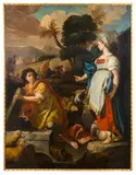 Francesco Solimena and Workshop, Rachel and Jacob at the Well, oil on canvas; framed