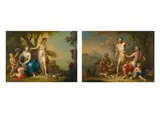 Franz Christoph Janneck, Ceres and Flora (Summer) and Bacchus during the Grape Harvest (Autumn) (counterparts), oil on canvas; framed