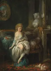 Jean-Frédéric Schall, In the Boudoir, oil on canvas; framed