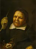 Harmen Hals, The Satisfied Pipe Smoker, oil on panel; framed