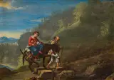 Filippo Lauri, Flight to Egypt, oil on copper; framed