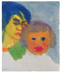 Emil Nolde, Mutter mit Kind, Ca. 1925-1930, Watercolor
