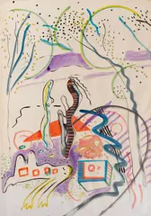 Sigmar Polke, Ohne Titel (Figuren in Landschaft), 1968, Watercolor