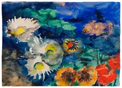 Emil Nolde, Träumende Blumen, 1954/55, Watercolor
