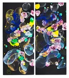 Jiří Georg Dokoupil, Ohne Titel (Diptychon), 2017, Mixed media. Soap lye and pigments on canvas