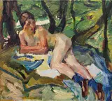 Leo Putz, Aktstudie zu den Badenden II, 1924, Oil on canvas