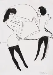 Ernst Ludwig Kirchner, Zwei Tänzerinnen, Ca. 1910, India Ink