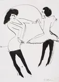 Ernst Ludwig Kirchner, Zwei Tänzerinnen, Ca. 1910, India Ink