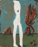 Markus Lüpertz, Weisser Akt (surreale Szene I), 1987, Oil on burlap