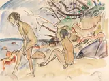 Erich Heckel, Am Strande, 1913, Watercolor und Kreide