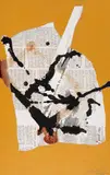 Robert Motherwell, Guardian #1, 1966, Collage, Ink, acrylic and newsprint on cardboard