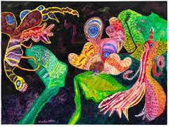 Ursula Schultze-Bluhm, Schmetterlings-Nacht, 1996, Oil on canvas