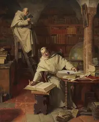 Klosterbibliothek by Eduard von Grützner, 1906, Oil on canvas, sold Jun 2026