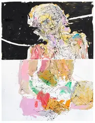 Georg Baselitz, Enddesign, 2011, Oil and gold bronze on canvas