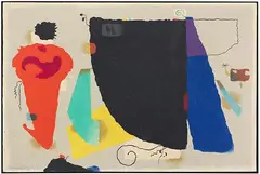 Willi Baumeister, Phantom mit roter Figur, 1953, Oil with synthetic resin on fiberboard