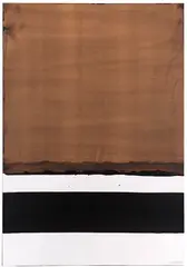 Pierre Soulages, Brou de noix sur papier, 2004, Mixed media. Walnut stain, originally on paper ...
