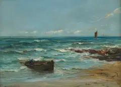 DRAWING THE ANCHOR by Stewart Rutherford, oil on canvas, sold Jun 2026