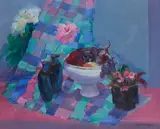 Margaret Ballantyne, STILL LIFE WITH PEEK-A-BOO PLANT, oil on canvas