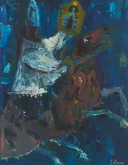 David McClure, HORSEMAN AND IKONS II, oil on board