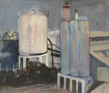David McClure, TANKS AND BARRELS, ARDROSSAN I, Gouache