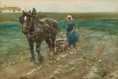 Tom Scott, PLOUGHING IN CAITHNESS, watercolour