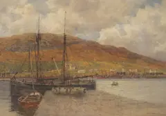Robert Weir Allan, A BUSY HARBOUR, watercolour