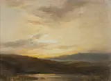 Robert Buchan Nisbet, SUNSET OVER THE LOCH, oil on canvas laid to board
