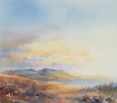 Ethel Walker, ARRAN FROM SKIPNESS, oil on board