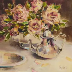 Ethel Walker, SILVER AND ROSES, oil on board