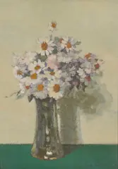George Houston, STILL LIFE WITH MICHAELMAS DAISIES, oil on board