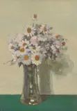 George Houston, STILL LIFE WITH MICHAELMAS DAISIES, oil on board