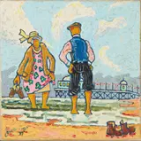 Joe Scarborough, PENSIONERS PADDLING, oil on canvas